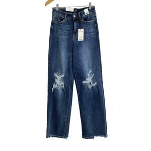 Judy‎ Blue JB82592DK High Rise Straight Fit Womens Distressed Jeans 3/26 NEW